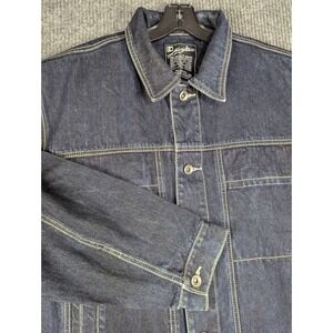 Vtg KARL KANI Denim Jacket Mens XL Blue Denim Hip Hop 2PAC Rap 90s Y2K